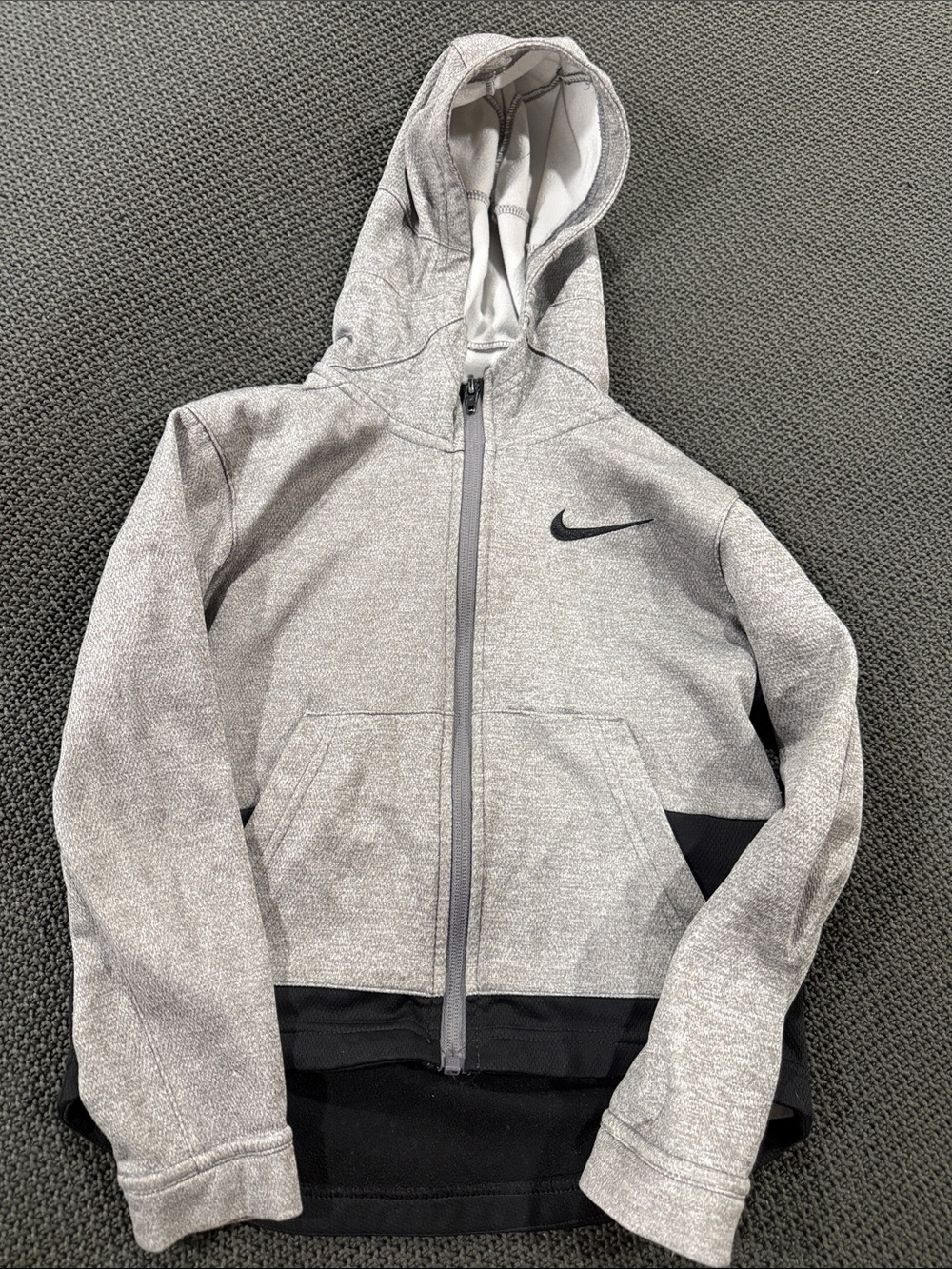 Nike Kids Heather Gray & Black Full-Zip Hooded Jacket